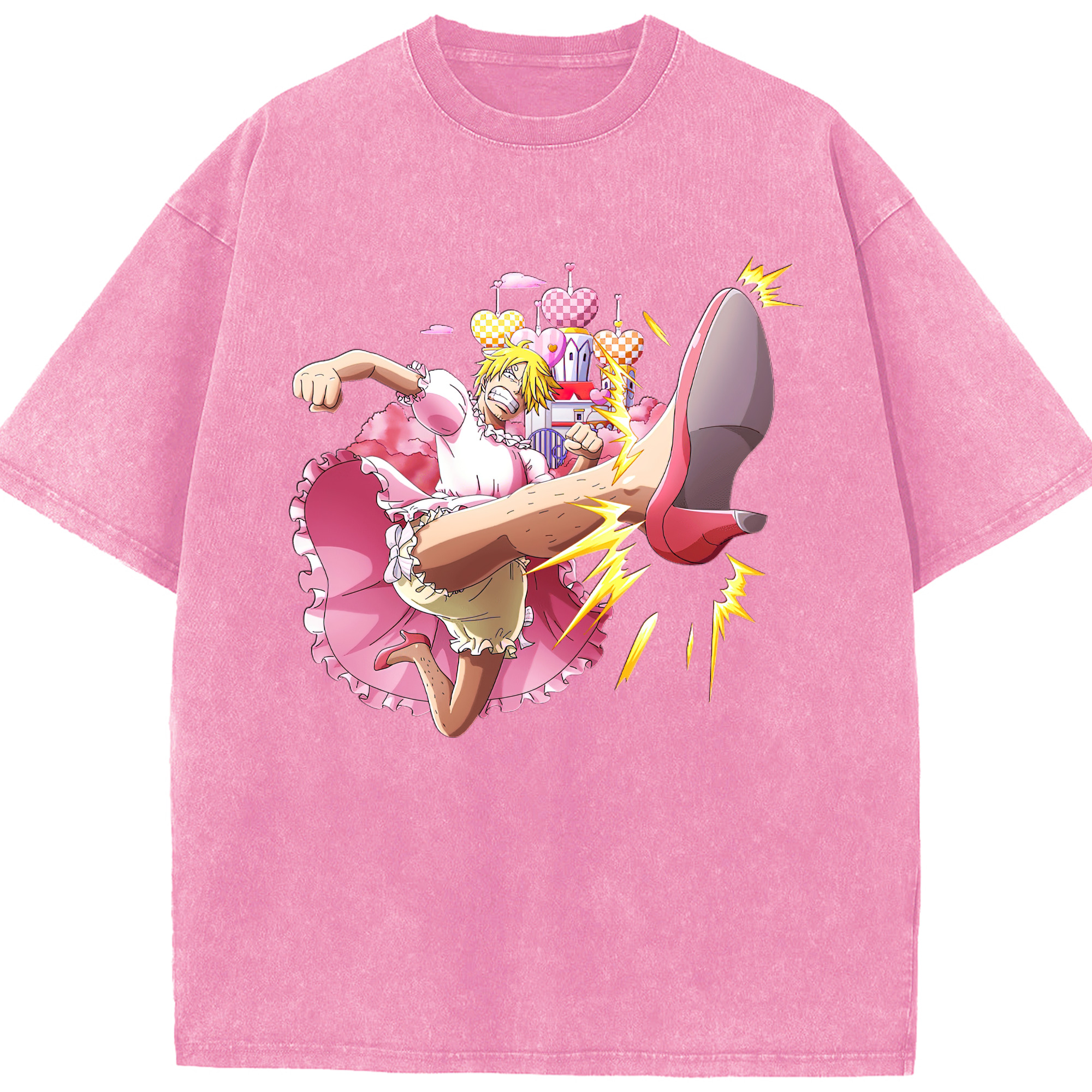 （画像用） ワンピース サンジ ONE PIECE Sanji 綿100% ヴィンテージ風 半袖Tシャツ（フロントプリント）